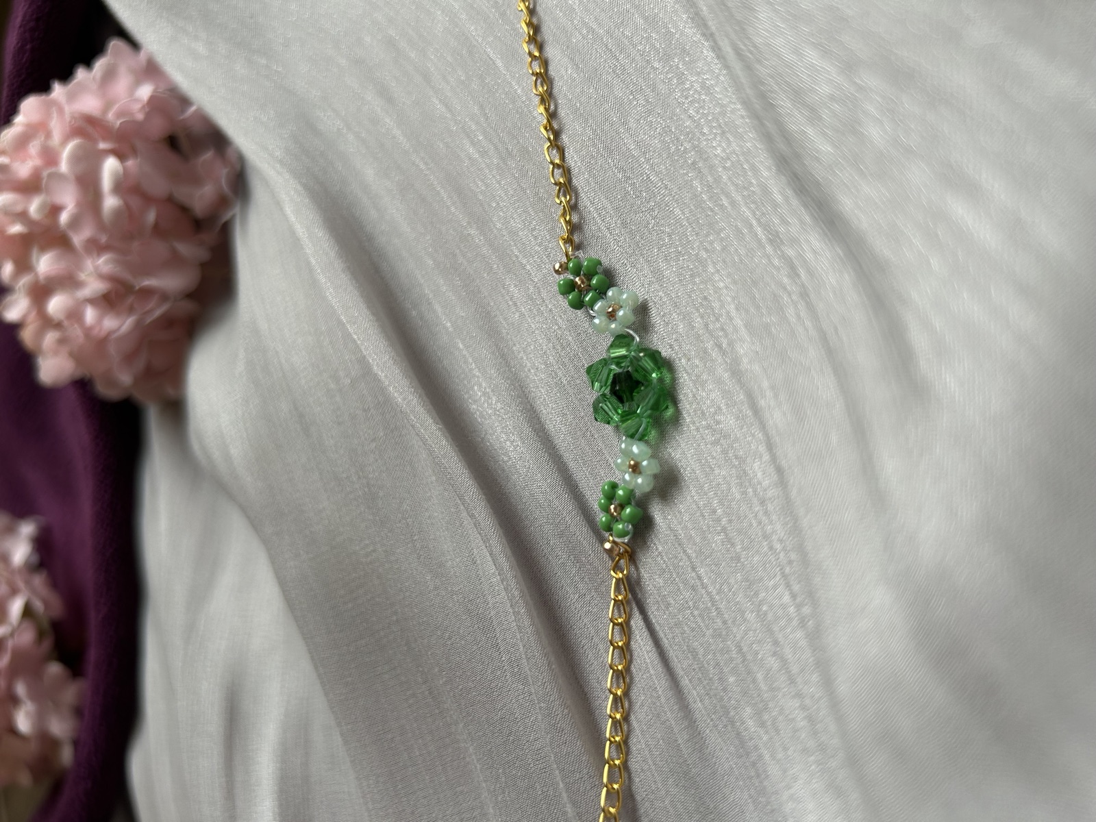 Crystal Blossom bracelet in jade green
